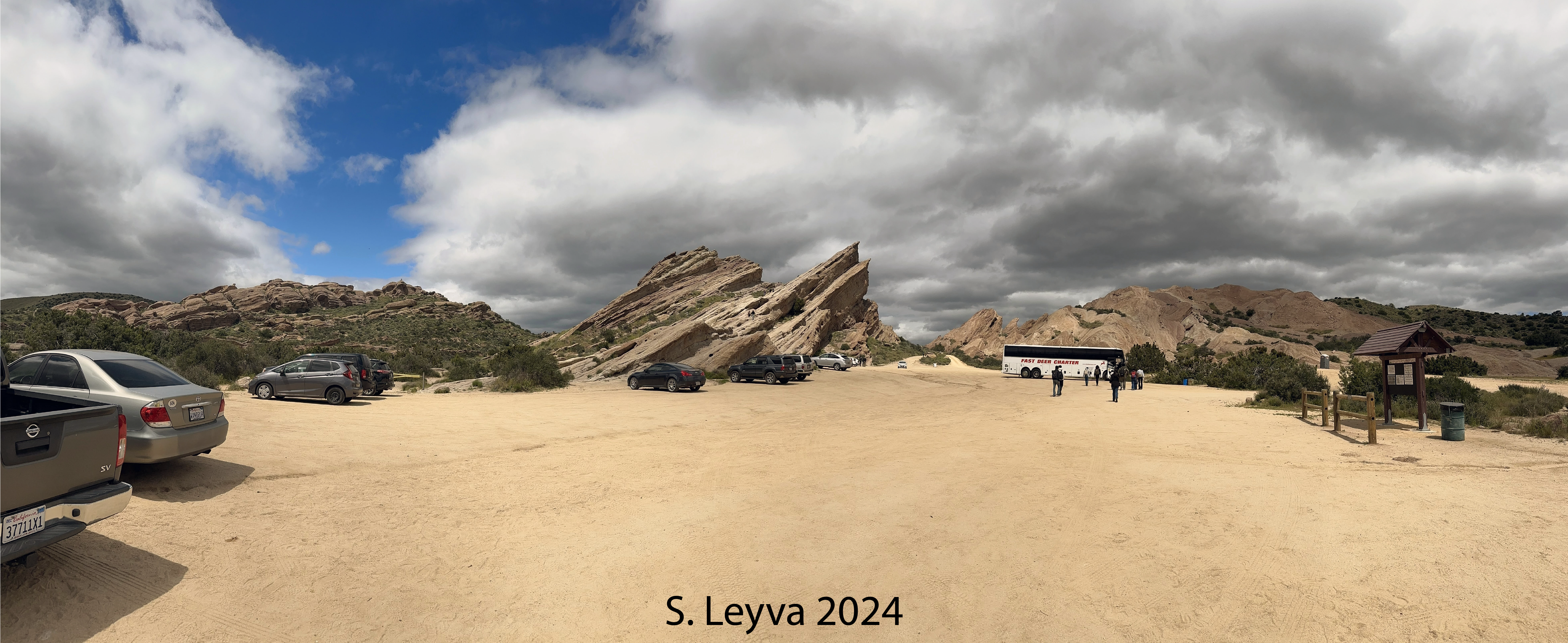 Panoramic view of the tilted rocks exposed in Vasquez Rocks Natural Area.